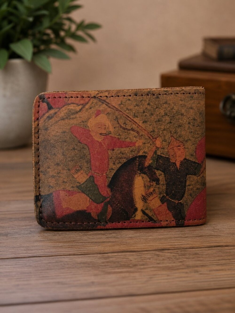 Kanishka Asian Traditional Warrior Oriental Art Leather Bifold Wallet